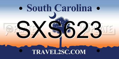 SXS623 South Carolina License Plate
