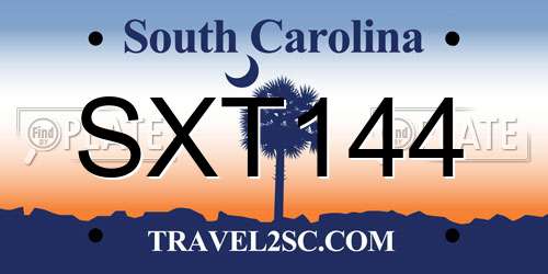 SXT144 South Carolina License Plate