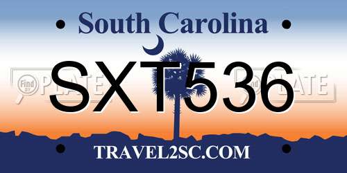 SXT536 South Carolina License Plate