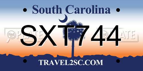 SXT744 South Carolina License Plate