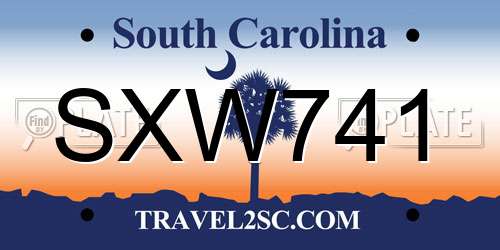 SXW741 South Carolina License Plate