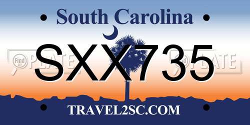 SXX735 South Carolina License Plate