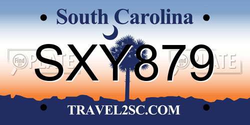 SXY879 South Carolina License Plate