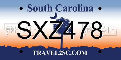 SXZ478 South Carolina License Plate