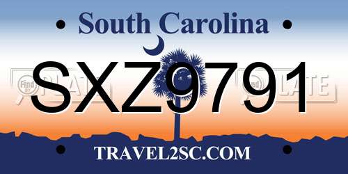 SXZ9791 South Carolina License Plate