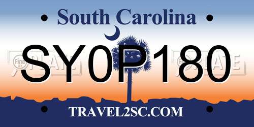 SY0P180 South Carolina License Plate