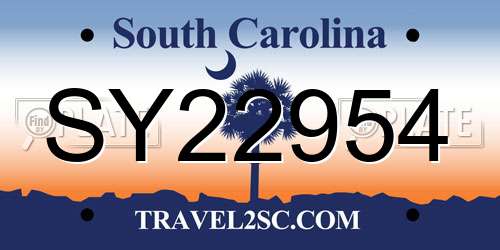 SY22954 South Carolina License Plate