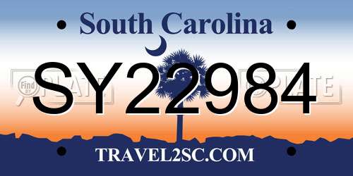 SY22984 South Carolina License Plate