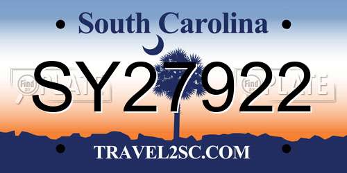 SY27922 South Carolina License Plate