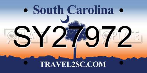 SY27972 South Carolina License Plate