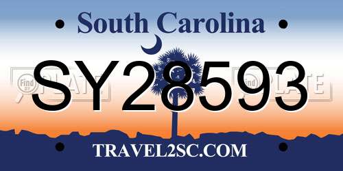 SY28593 South Carolina License Plate