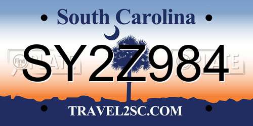 SY2Z984 South Carolina License Plate