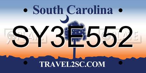 SY3E552 South Carolina License Plate