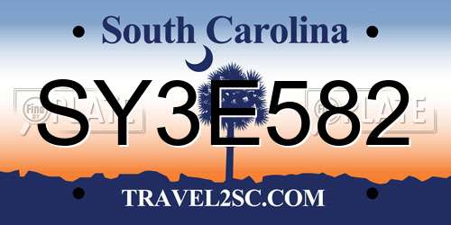 SY3E582 South Carolina License Plate