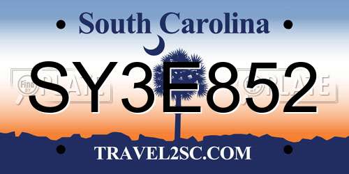 SY3E852 South Carolina License Plate