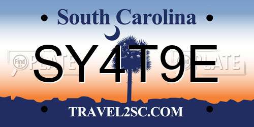 SY4T9E South Carolina License Plate