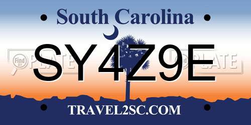 SY4Z9E South Carolina License Plate