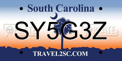SY5G3Z South Carolina License Plate