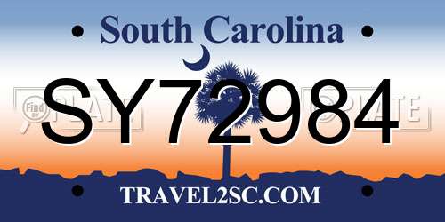SY72984 South Carolina License Plate