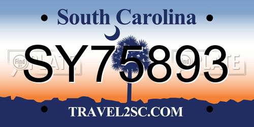 SY75893 South Carolina License Plate