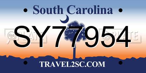 SY77954 South Carolina License Plate