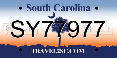 SY77977 South Carolina License Plate