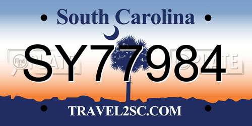 SY77984 South Carolina License Plate