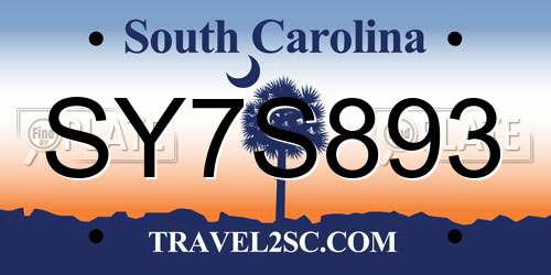 SY7S893 South Carolina License Plate