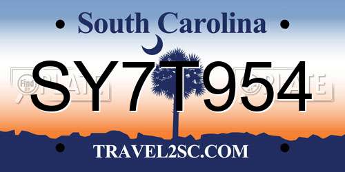SY7T954 South Carolina License Plate