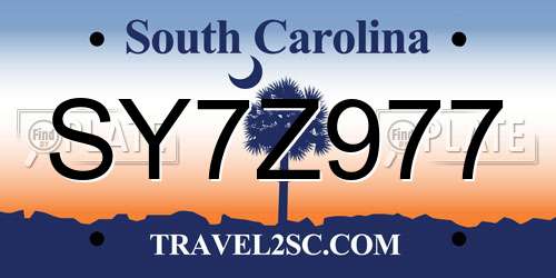 SY7Z977 South Carolina License Plate