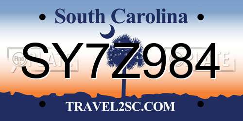 SY7Z984 South Carolina License Plate
