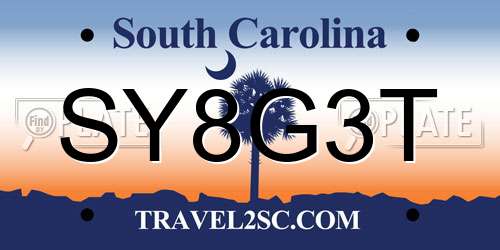 SY8G3T South Carolina License Plate