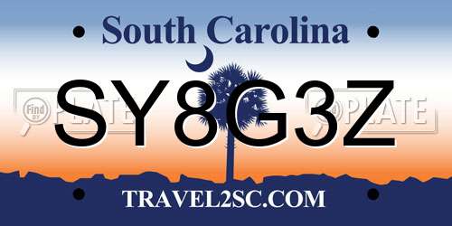 SY8G3Z South Carolina License Plate