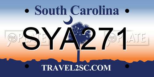 SYA271 South Carolina License Plate
