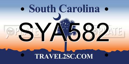 SYA582 South Carolina License Plate