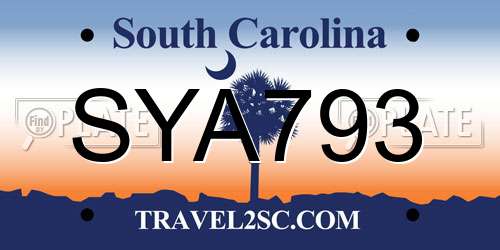 SYA793 South Carolina License Plate
