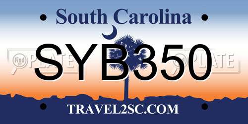SYB350 South Carolina License Plate