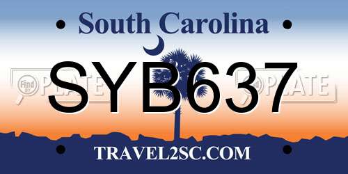SYB637 South Carolina License Plate