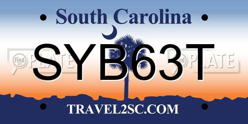 SYB63T South Carolina License Plate