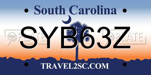 SYB63Z South Carolina License Plate