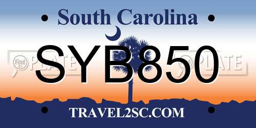 SYB850 South Carolina License Plate