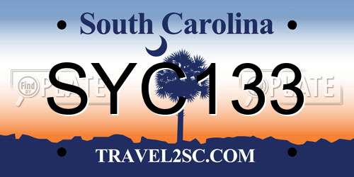 SYC133 South Carolina License Plate