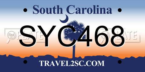 SYC468 South Carolina License Plate