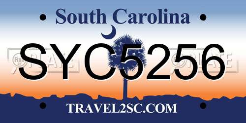 SYC5256 South Carolina License Plate