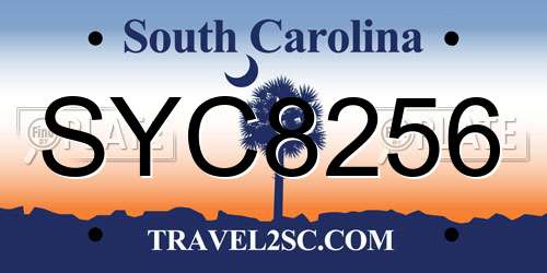 SYC8256 South Carolina License Plate