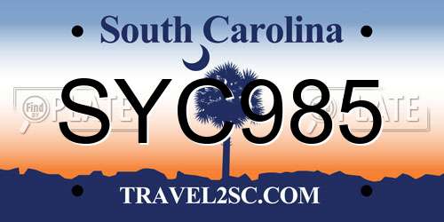 SYC985 South Carolina License Plate