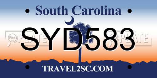 SYD583 South Carolina License Plate