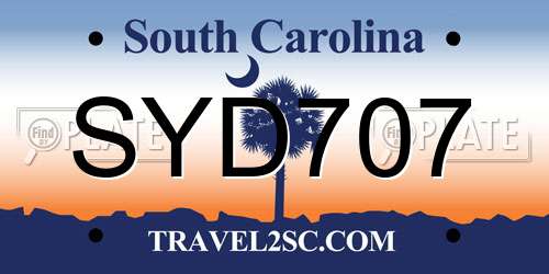 SYD707 South Carolina License Plate