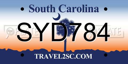 SYD784 South Carolina License Plate