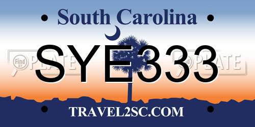 SYE333 South Carolina License Plate